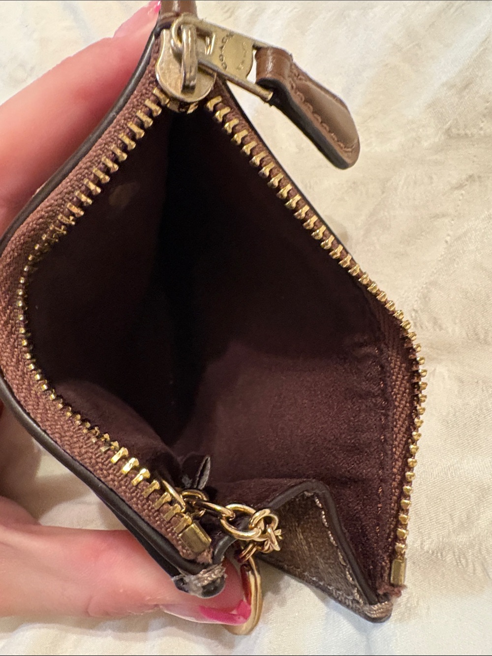 COACH Brown Signature Card Case Key Pouch - Picture 3 of 3